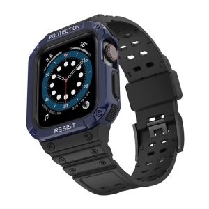 Black Silicone Shock Apple Watch Strap & Case (Dark Blue)