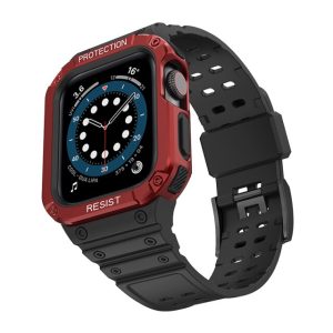 Black Silicone Shock Apple Watch Strap & Case (Red)