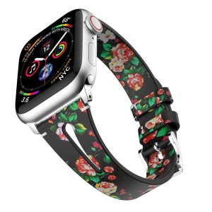 Black/Red Red Slim Leather Apple Watch Strap