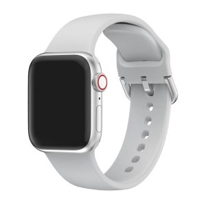 Light Grey Silicone Apple Watch Strap (Silver Buckled)