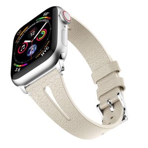 Light Grey Slim Leather Apple Watch Strap