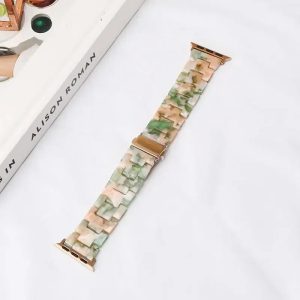 Pink Green Luxury Ceramic Apple Watch Strap