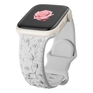 White Floral Silicone Apple Watch Strap