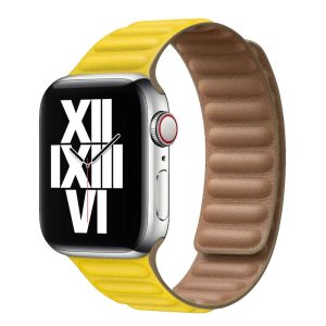 Yellow Leather Link Apple Watch Strap