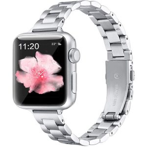 Silver Slim Vintage Metal Apple Watch Strap