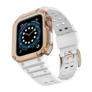 White Silicone Shock Apple Watch Strap & Case (Gold)