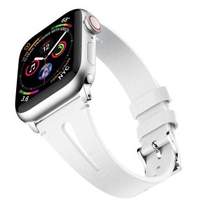 White Slim Leather Apple Watch Strap